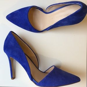 BR Blue Suede D’orsay Heels
